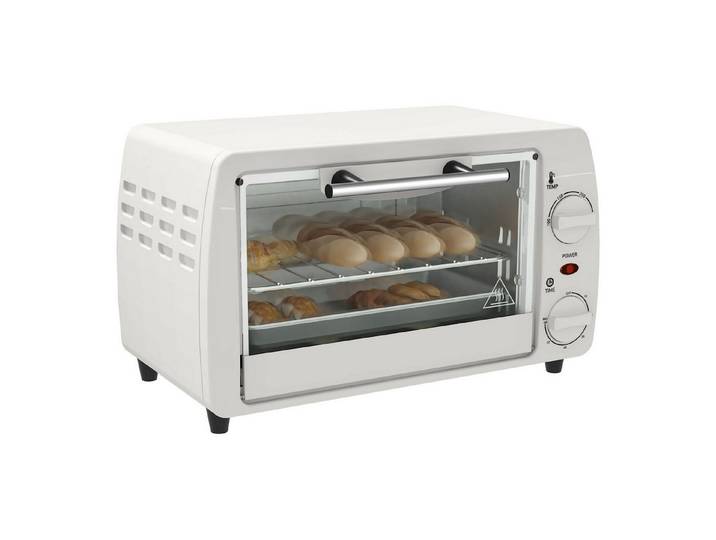 FELIXLEO Minibackofen Mini Ofen Toasterofen 10 L Backblech Grillrost Timer Cremeweiß