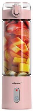 Brentwood 17 Ounce Portable Battery Operated USB Glass Blender in Pink