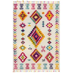 Vielseitiger Hochflor-Teppich `Arun Liz` mit Farbakzenten. 80x150 cm | Kadima Design