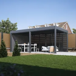 Sichtschutzrollo für Pergola Pavillon mit Lamellen Dach Oasis anthrazit