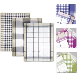 Dyckhoff 3er Set Geschirrtuch 'Karo' 50 x 70 cm (Farbe: Grau)