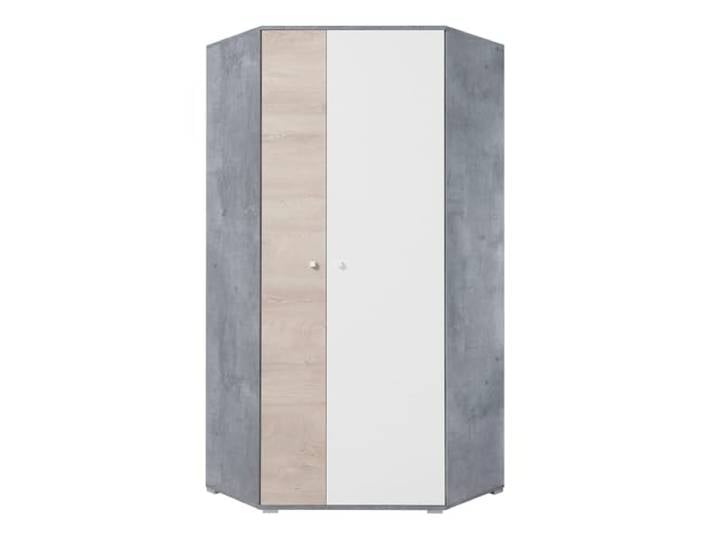 Lomadox Kleiderschrank Eckkleiderschrank in Beton weiß Eiche, 90x90cm