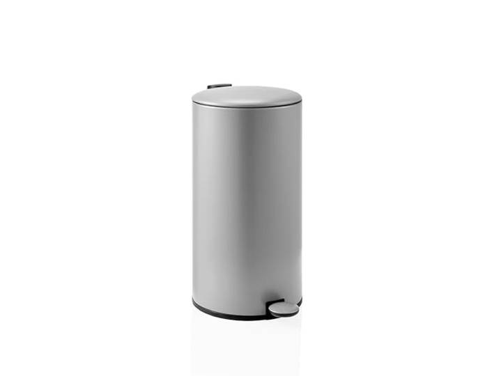 hjh OFFICE Mülleimer rund 30 Liter, Treteimer mit Deckel, Softclose CLEAN STEP 2 Metall Abfalleimer mit Inneneimer, Grau