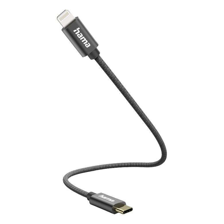 Hama USB-Kabel, USB-C - Lightning, 0,2 m, Schwarz (0.20 m, USB 2.0) (00201601)