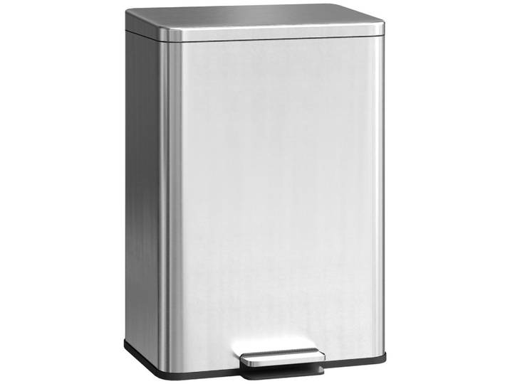 Homcom Mülleimer 20 L Treteimer mit Softclose-Deckel, Pedal, Abfalleimer mit Inneneimer, Silberfarben, Metall, 30.6x44.2x34.2 cm, Badaccessoires, Abfalleimer