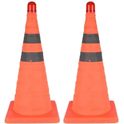 Benson, Verkehrstechnik, 2er-Set Faltbarer Verkehrskegel 50 cm mit Sicherheitslampe & reflektierenden Streifen