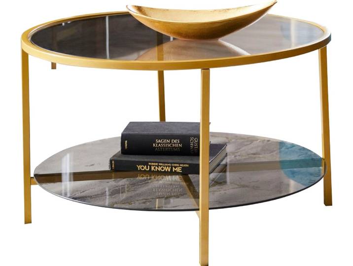 Couchtisch PAROLI, gold (gold, gold, grau), B:75cm H:45cm T:75cm, Tische, Couchtisch