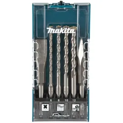 Makita SDS-PLUS Bohrer-Meißel 6-teiliges Set, SDS-PLUS, Zweischneider, Zentrierspitze, Meißel - E-15746