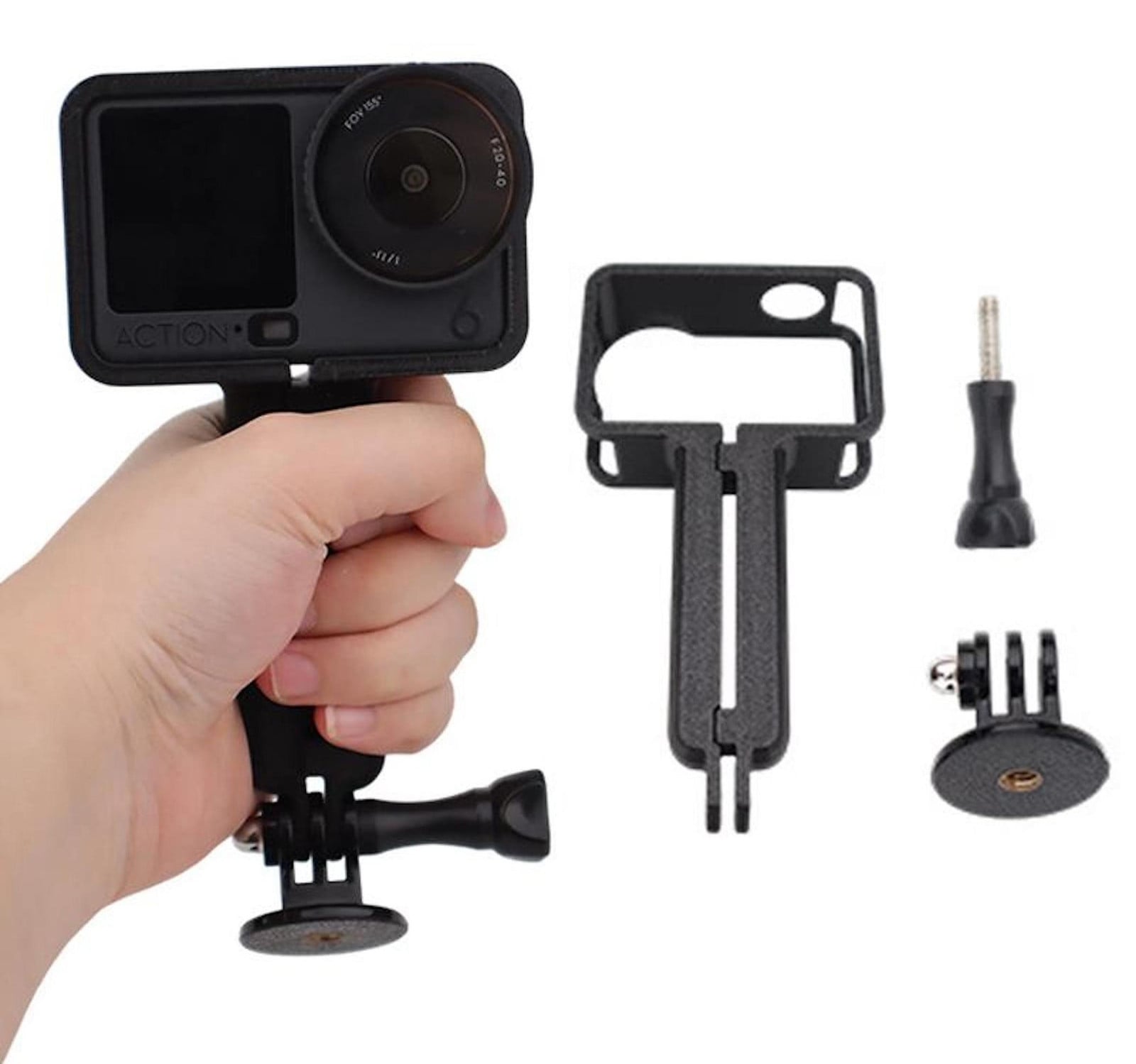 Wigento Handheld Shooting Bracket voor DJI Osmo Action 6 camerahouder accessoires zwart
