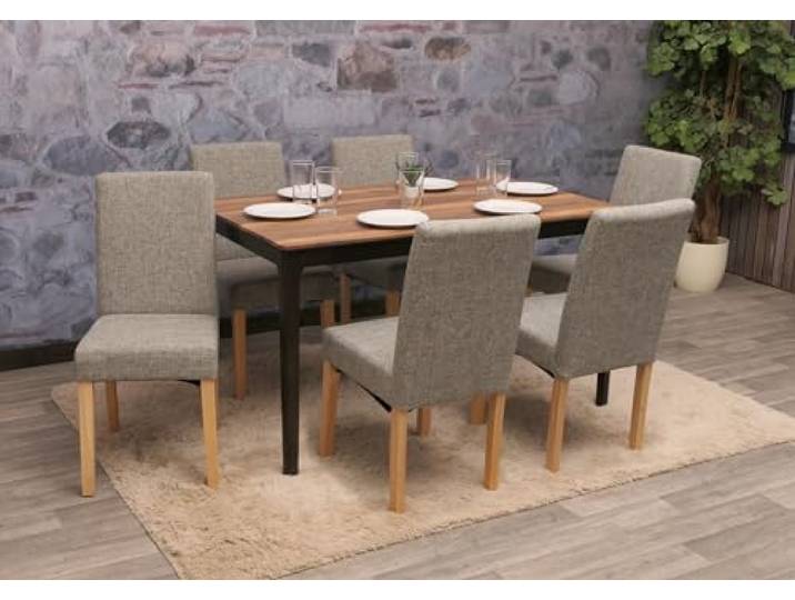 Mendler 6er-Set Stuhl Littau-AM - Textil, grau, helle Beine Küchenstuhl, Esszimmerstuhl