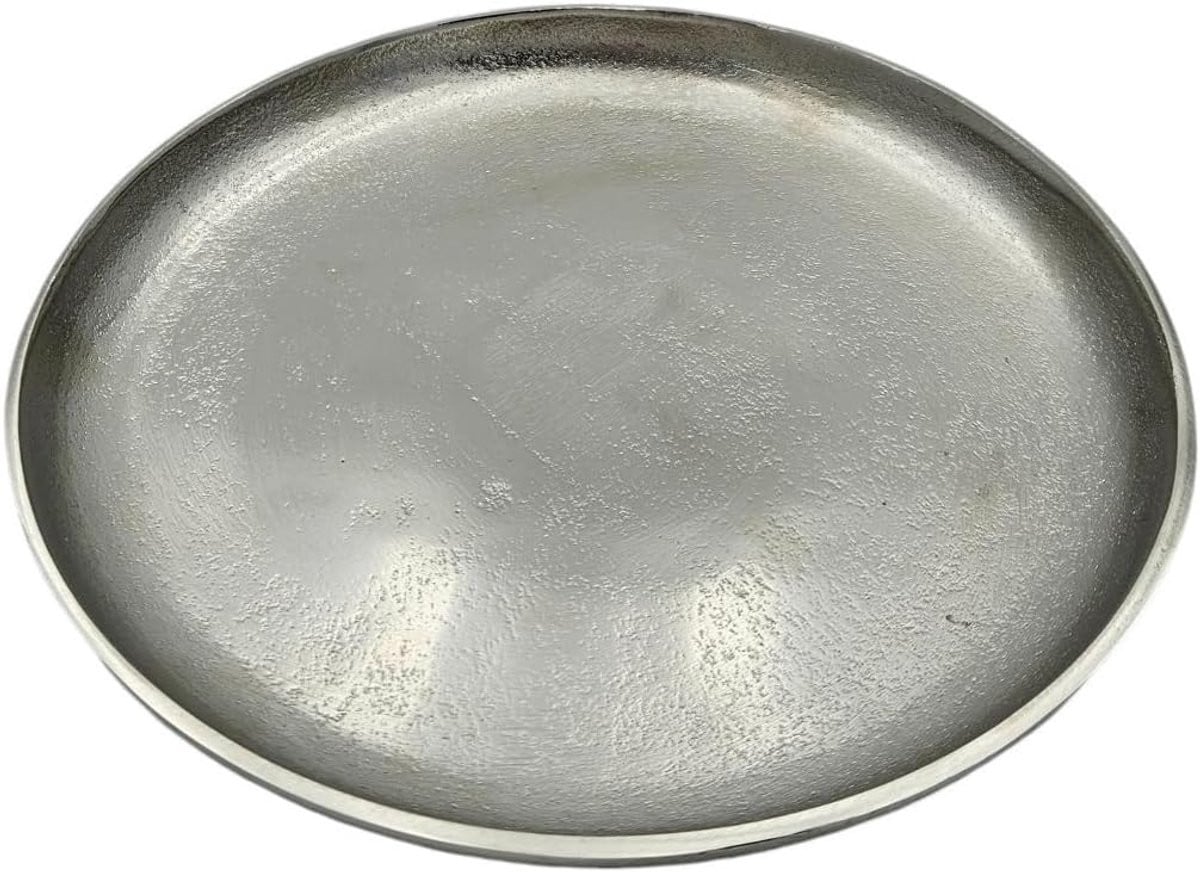 Decoratieve Schaal van Massief Aluminium in Zilver, Diameter: 20 cm