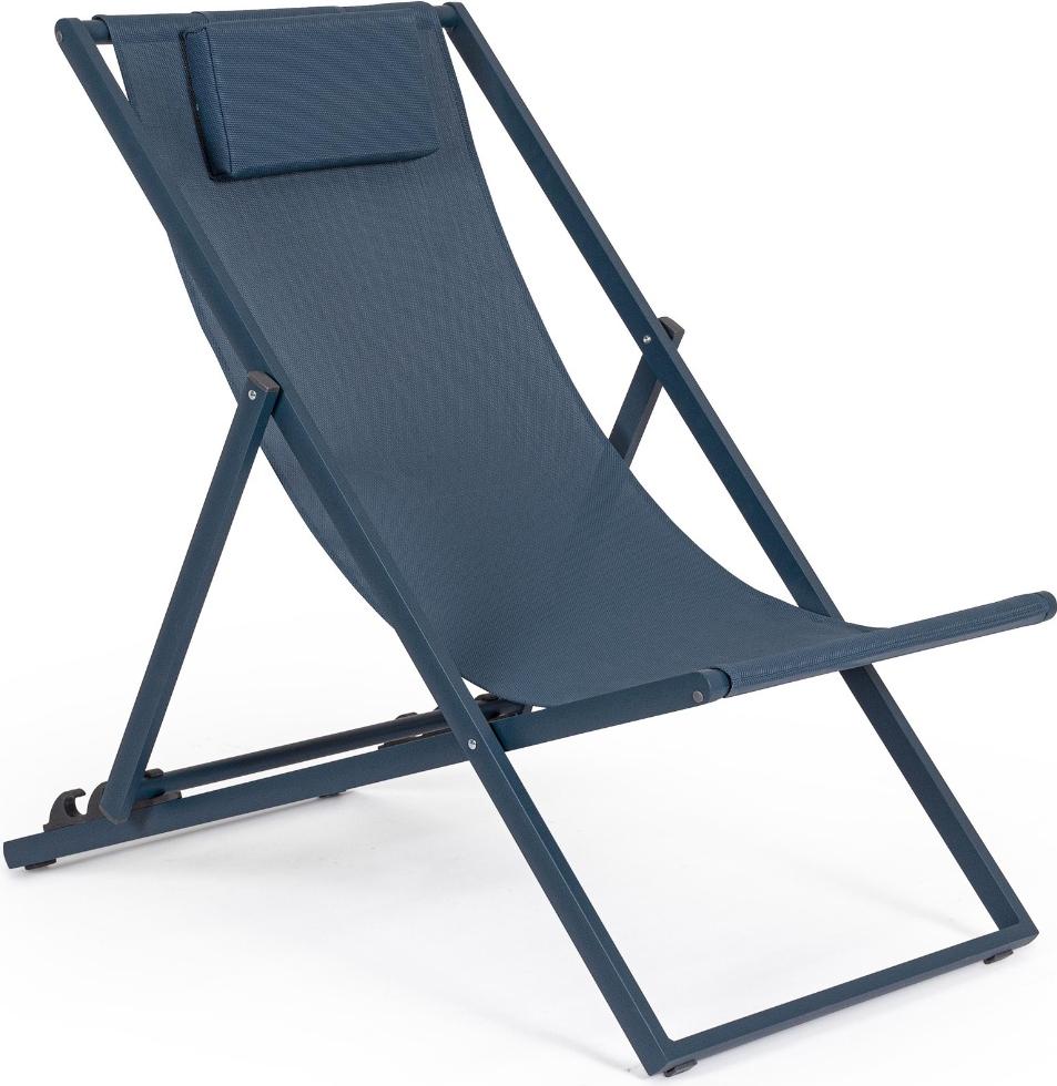 4er Set Liegestühle Taylor Aluminium Polyester Blau 101,5 x 60,5 x 73,5 cm