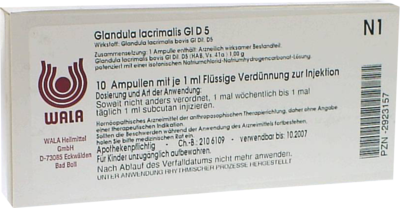 WALA Heilmittel GmbH GLANDULA LACRIMALIS GL D 5 Ampullen 10X1 ml 02923157