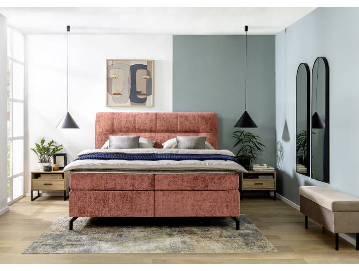 Boxspringbett Plumas 180 x 200cm Chenille Ova Pink H2
