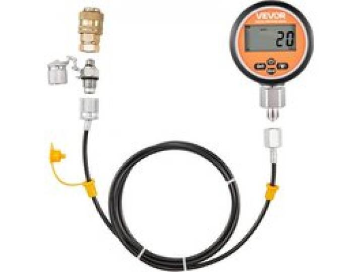 VEVOR digitales Hydraulikdruck Testkupplungsset, 10000 PSI Druckmessgerät Manometer Tester mit 1 Manometer & 1 Testkupplung & 1 Schnellkupplung & 1 Schlauch für Bagger Baumaschinen