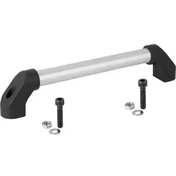 ROHRGRIFF A=500, L=544, H=80, FORM:A, ALUMINIUM NATUR GESCHLIFFEN UND ELOXIERT, KOMP:THERMOPLAST SCHWARZ,