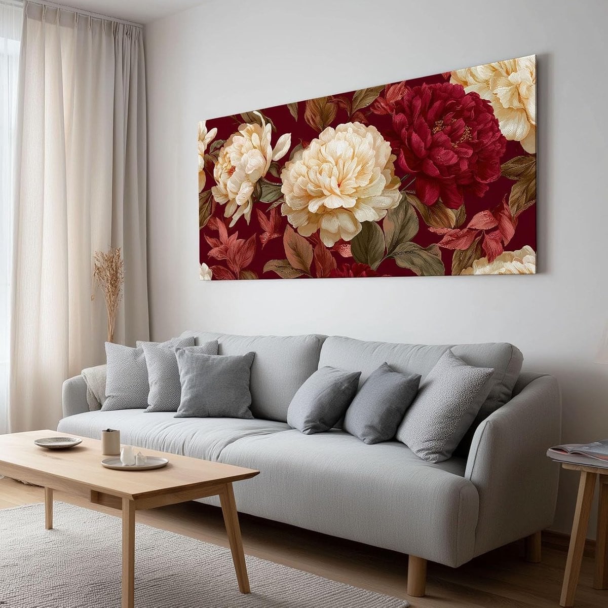 Canvas schilderij met houten frame - Rood - 70 x 50 cm
