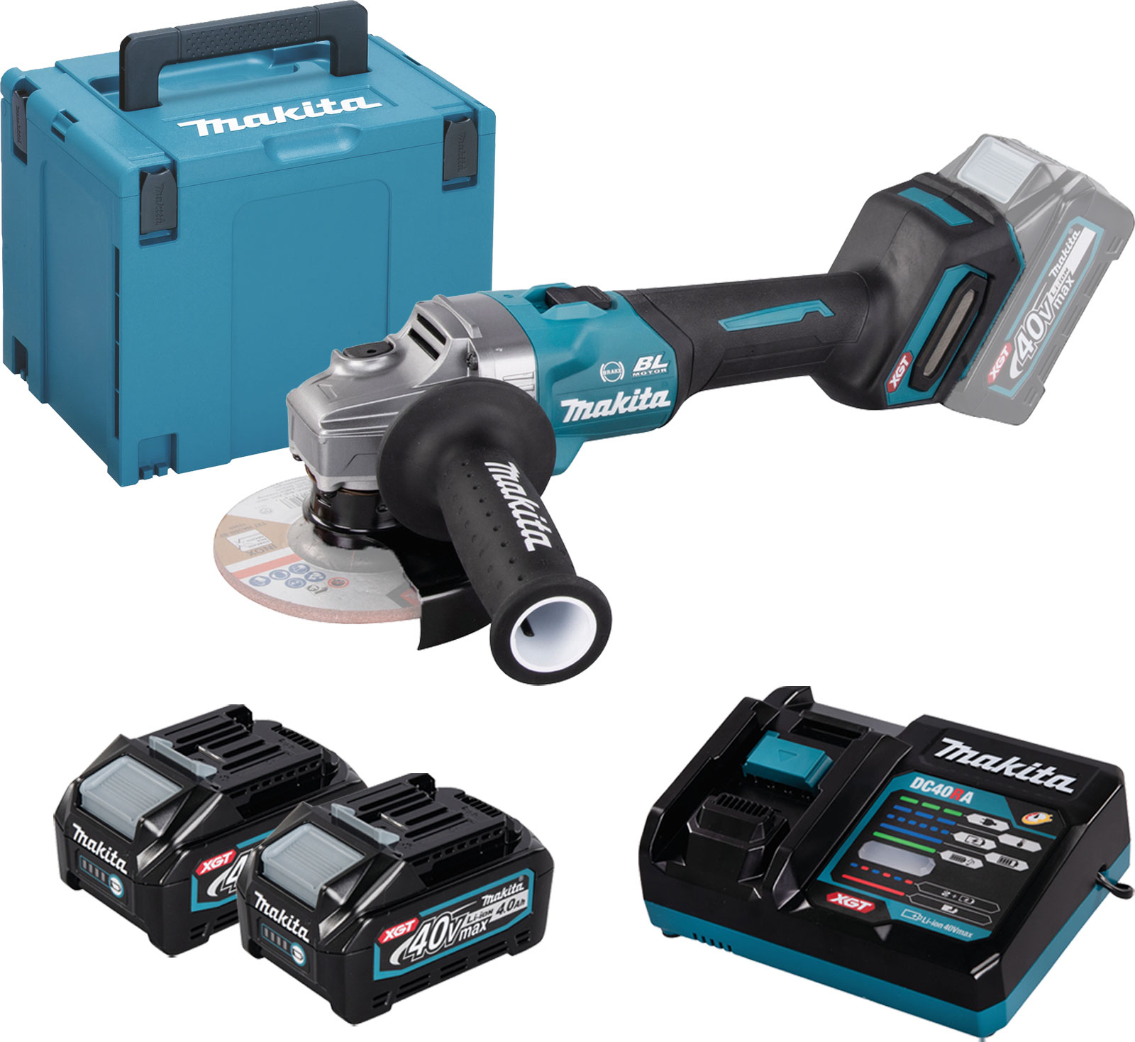 Makita GA005GM201, 8500 RPM, 12,5 cm, Akku, 4 Ah, 3,6 kg, Bürstenloser Motor