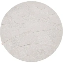 TEPGO Wollteppich Bustan hellgrau 133x133 cm rund