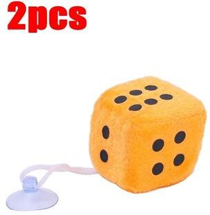 Uplift Essentials Classic Plush Velvet Hanging Car Dices yellow