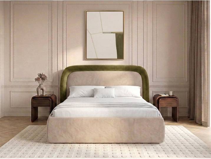 Lit coffre SAM tissu velours lisse 180x200