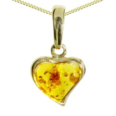 Kette mit Anhänger OSTSEE-SCHMUCK "Ostsee-Schmuck Kette mit Anhänger Herz Kette mit Anhänger Herz" Gr. 42, gold, Halsketten, Damen, 42cm, Silber 925 (Sterlingsilber), L: 42