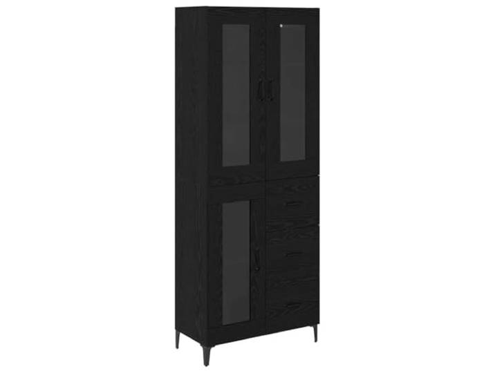 KGFHERENB Highboard Schwarz Eichen-Optik 69,5x34x180 cm Holzwerkstoff Vielseitiger Schrank mit Schublade und Türen für Wohnzimmer oder Schlafzimmer. Platzsparend durch Wandmontage-Option.