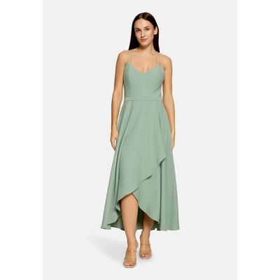 Abendkleid VERA MONT "Damen mit Volant", Damen, Gr. 36, Normalgrößen, ohne Ärmel, foggy grün, Obermaterial: 100% Polyester. Futter: 100% Polyester, tailliert lang, Kleider Abendkleid, Design