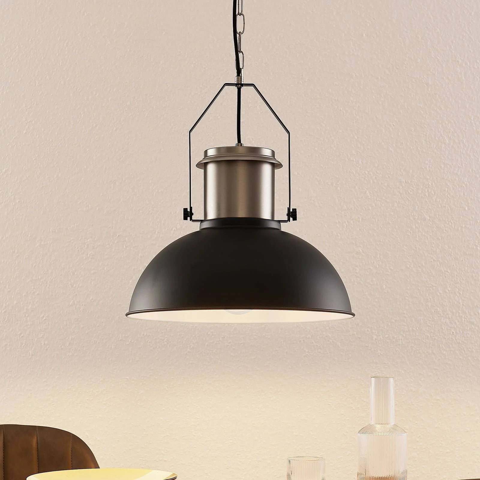 Lindby Hanglamp Industrieel Design, Zwart, Metaal, Dimbaar, E27