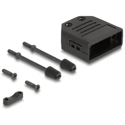 Delock Gehäuse für D-Sub 9 Pin Stecker / Buchse Kunststoffgehäuse mit Zugentlastung schwarz