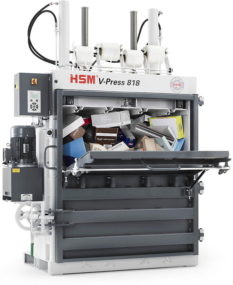 Vertikale Ballenpresse, Handrad-Türverschluss, Presskraft 185 kN, mit Füllklappe HSM