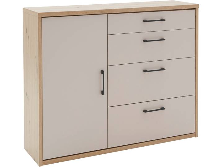 Hochkommode PRIESS Warburg hochwertige Kommode aus Deutschland , weiss (eiche artisan, sandgrau), B:121,5cm H:98,5cm T:35,5cm, Sideboards, Hochkommode, fertig aufgebaut geliefert mit Dämpfern und Metallgriffen
