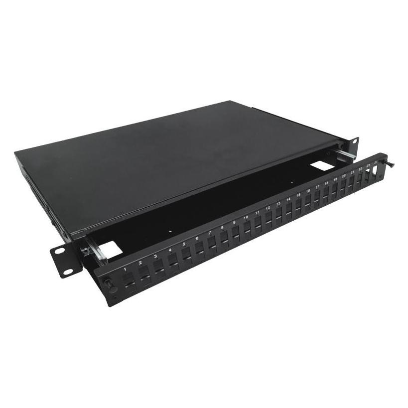 Alantec Šviesolaidinė teleskopinė sujungimo dėžė 24xSC duplex 19 "1U su tvirtinimo priedais (droseliais, juo (FOP-1U-24SCD-C-P)