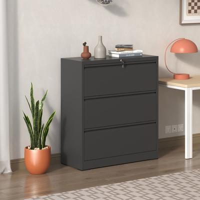 DEVERA Black Locking Metal File Cabinet