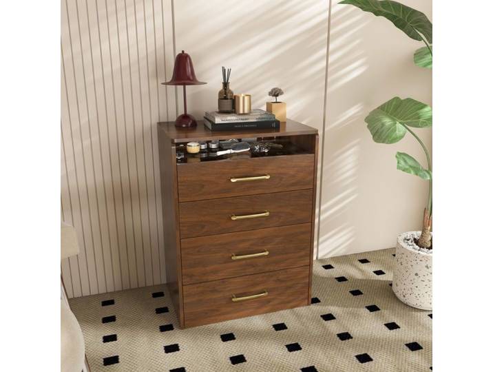 Coiffeuse 40x60x118 cm avec miroir relevable et tabouret en MDF marron
