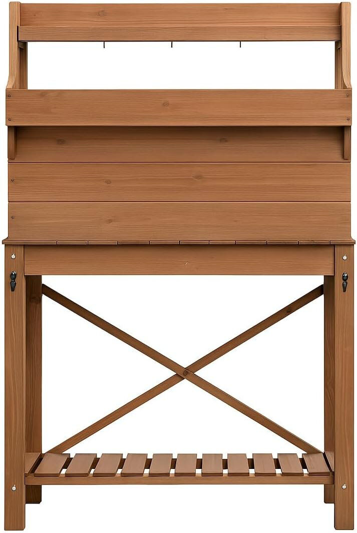 Brambly Cottage Hemlock Wood Potting Bench Brown 150cm H X 100cm W X 45cm D