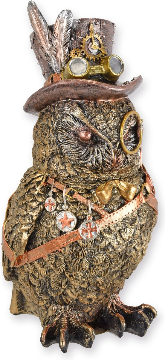 Steampunk Uil Resin Beeld voor op tafel, Hoogte: 23,4 cm
