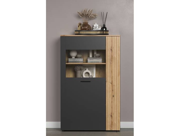 Highboard Esteban 1 , Anthrazit / Coast Evoke Oak