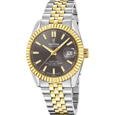 Automatikuhr FESTINA "Automatic", gold (silberfarben, goldfarben, schwarz, schwarz), Armbanduhren, Herren, silberfarben-goldfarben, Automatikuhr, Armbanduhr, Herrenuhr, Swiss Made, Mechanische Uhr, Edelstahlarmband