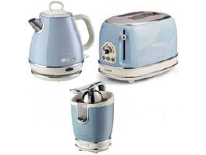 Pack ARIETE Bouilloire électrique 1L + Grille-Pain Acier + Presse-agrumes électrique Bleu Vintage Ré