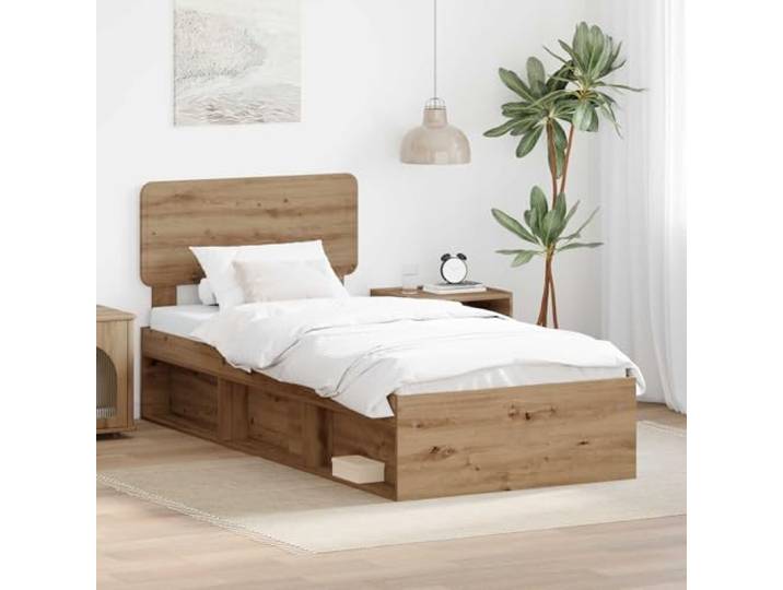 Massives Kiefernholz modernes Bettgestell mit Kopfteil stilvoll stabil 100 Bettrahmen mit Kopfteil Kunsthandwerk Eiche 100 x 200 cm Massivholz Bettgestell mit Lattenrost Stabil Stilvoll Einzelbett