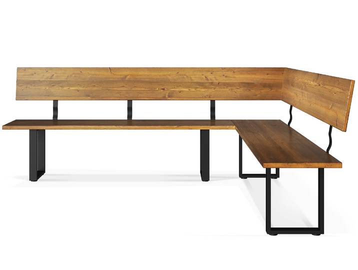 CURBY Eckbank, rustikale Altholzoptik, Material Massivholz