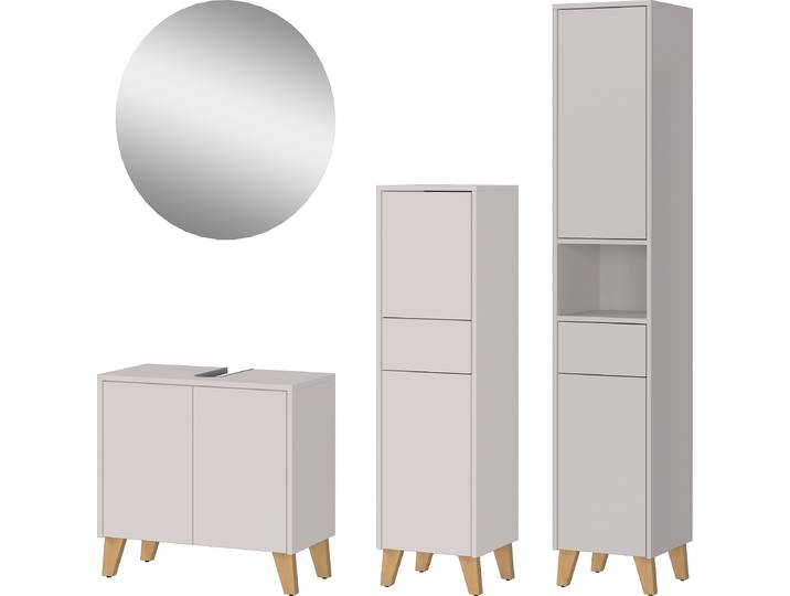 Badmöbel-Set GERMANIA GW-Arnea , beige (kaschmir), Holzwerkstoff, Kastenmöbel-Sets, Badmöbel-Set