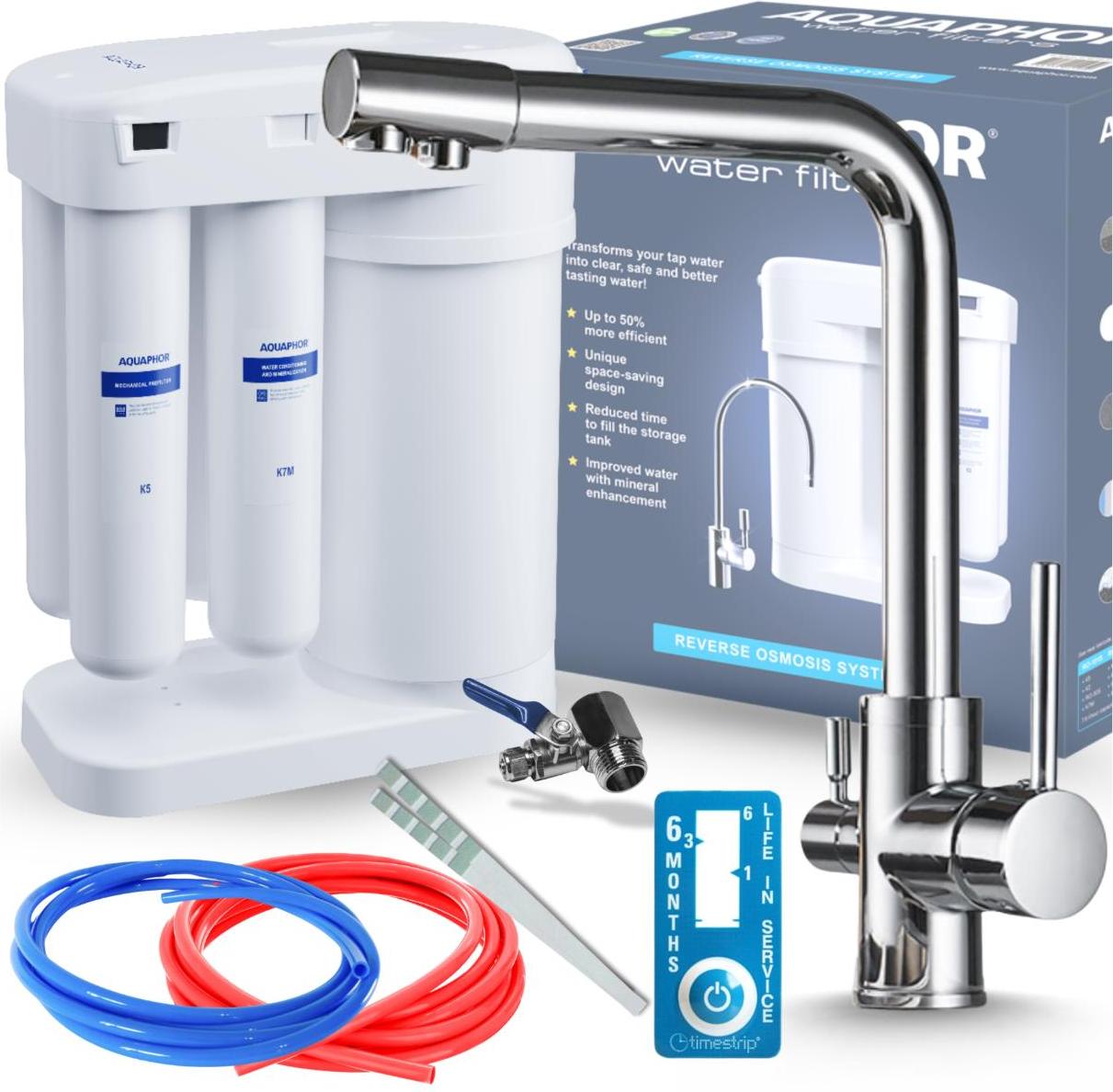 Wasserfilter Set Morion mit 3-Wege Küchenarmatur Ari Venom 1, Umkehrosmose, Chrom, Wasserfilter-Anschluss