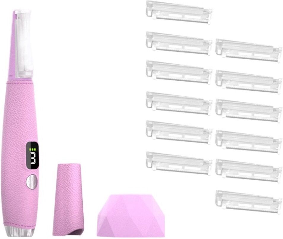 INF Ultraschall-Gesichtshaarschneider — Wiederaufladbarer Type-C LED wasserdichter Gesicht- und Körperrasierer mit 3 Stufen, Rosa