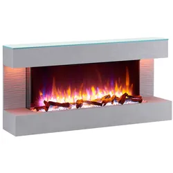 BALDERIA Helia Elektrokamin, Elektrischer Wandkamin, LED Flammeneffekt, Heizung, Betongrau