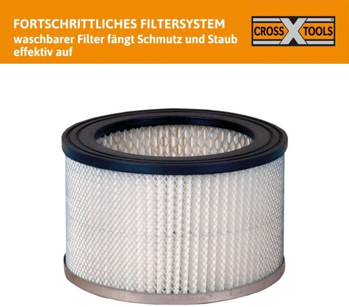 T.I.P. CROSS TOOLS Filterkartusche - Für NTAS 1200  Nass-Trocken-Aschesauger, Metall, 68520