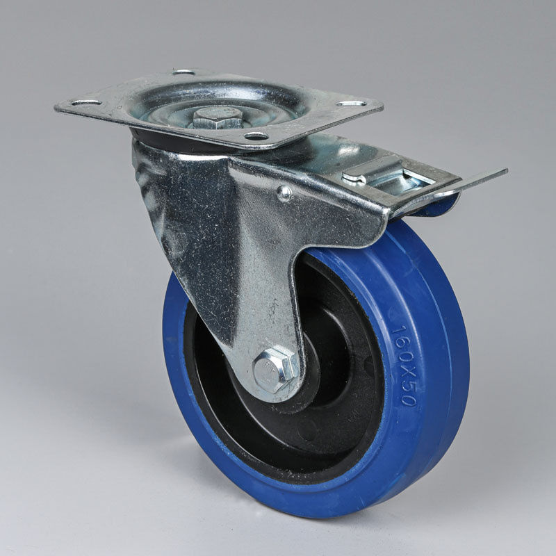 B2B Partner Transport-Lenkrolle mit Feststeller, 160 mm, mit blauer Lauffläche