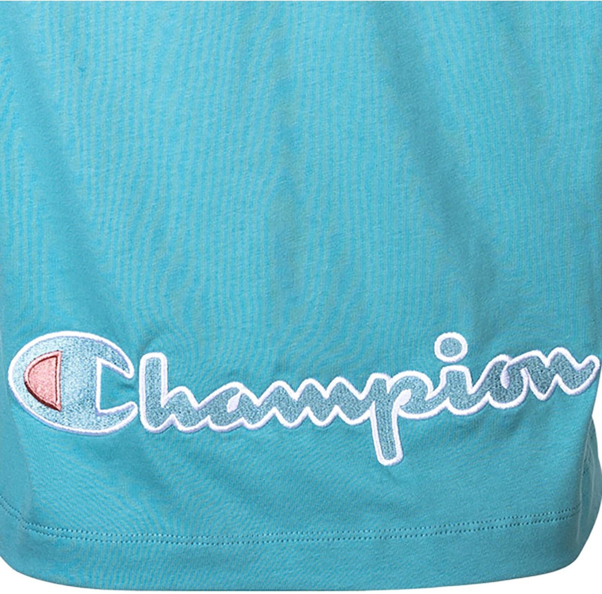 T-Shirt CHAMPION "T-Shirt CML Champion Logo 1er Pack", Damen, Gr. S, blau (türkis), Obermaterial: 100% Baumwolle CO., Shirts T-Shirt