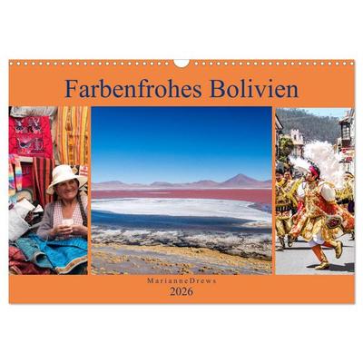 Farbenfrohes Bolivien (Wandkalender 2026 DIN A3 quer), CALVENDO Monatskalender
